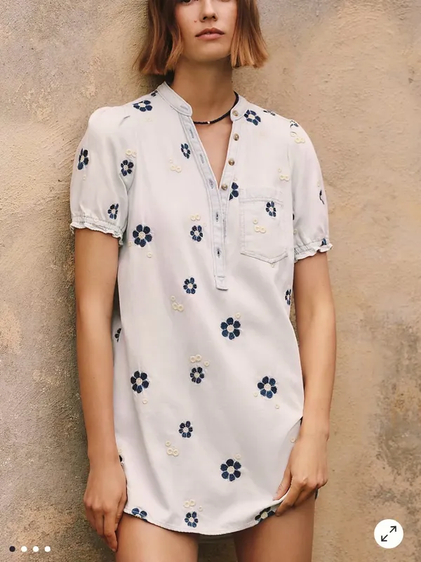 NWT Anthropologie Aly Embroidered Puff-Sleeve Mini Dress by Pilcro - Image 2