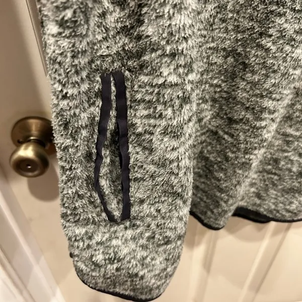 Abercrombie & Fitch Women Blue‎ Quilted Snap Mock Neck Fleece Pullover Jacket M - Image 3