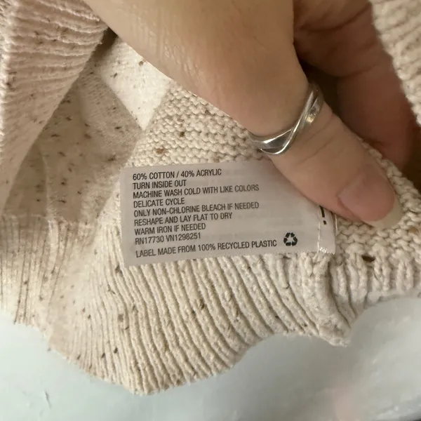 Universal Thread‎ Speckled Knit Cardigan Cream Long Sleeve Button Pockets S - Image 7