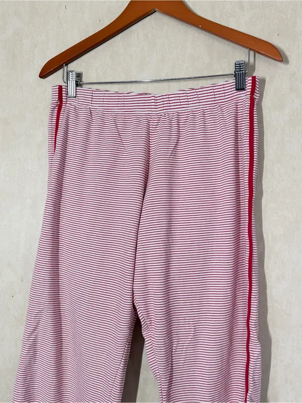 LAKE Women’s 100% Pima Cotton Classic Red Ticking Stripe Pajamas Set M - Image 7