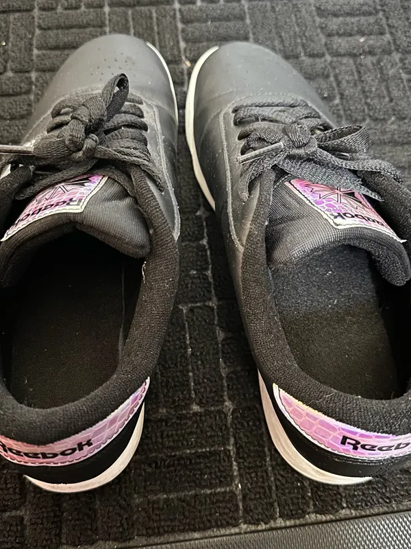 Reebok Black Leather Low-Top Sneakers with Holographic Accents - Image 9