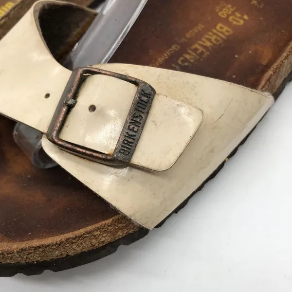 Birkenstock Madrid BirkoFlor Sandals Slides Shiny Ivory 40 Womens US 9 Narrow - Image 6