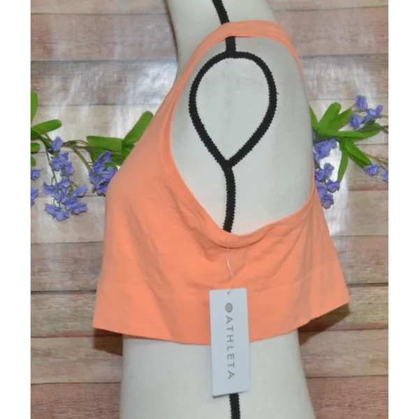 NWT Athleta Momentum 2.0 Seamless Tank Cropped XL Peach Wicking UV Protection - Image 3