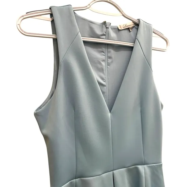 Lovers + Friends light baby blue v neck fit & flare cocktail dress - Image 3