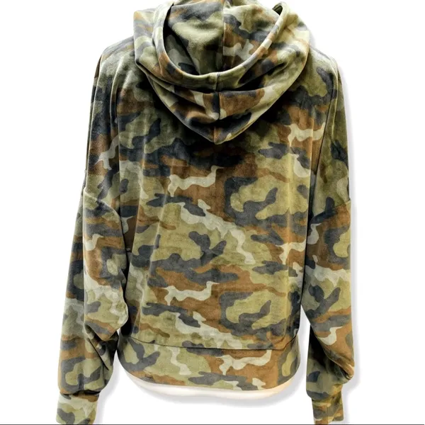 American Eagle Cozy Ever After Camouflage Velour Hoodie Sweatshirt XS - Image 5