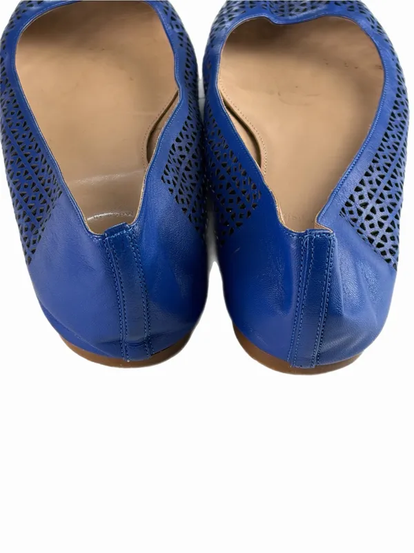 J. CREW Nora Bright Royal Blue Perforated Leather Ballet Flats Italy Size 8.5 - Image 7