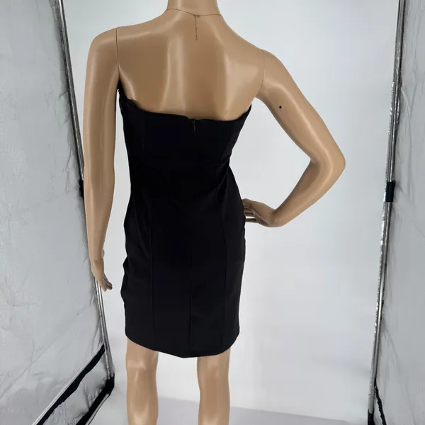 Kardashian‎ Kollection Black Strapless Bodycon Dress Ribbon Applique Small - Image 14