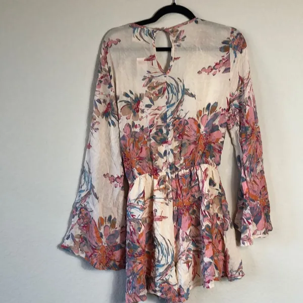 Rossmore floral long sleeve pink romper wedding guest graduation baby size M - Image 5