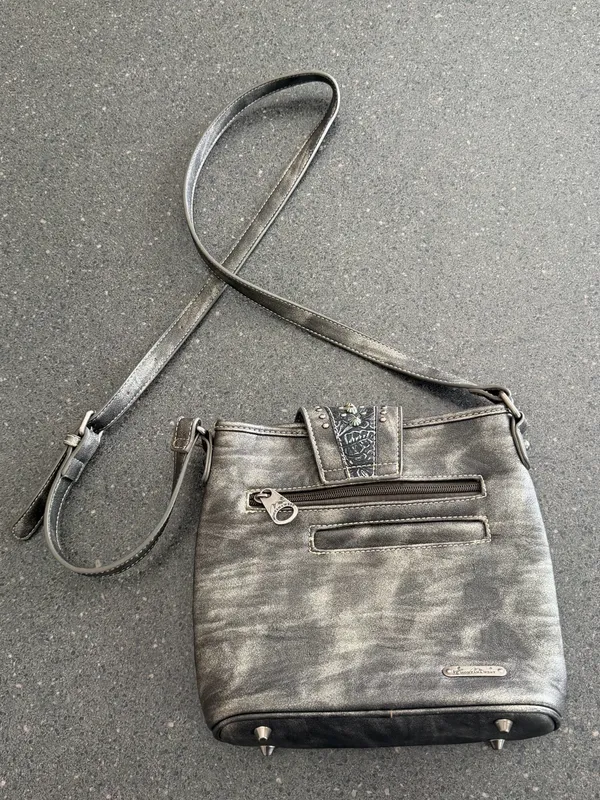 Montana West Studded Floral Tooled Western Crossbody Purse - Image 9