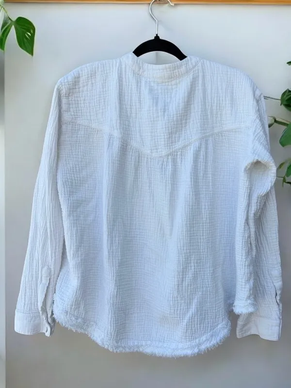 FREE PEOPLE Cotton Henley Top Changing Horizons Popover Oversized Medium - Image 3