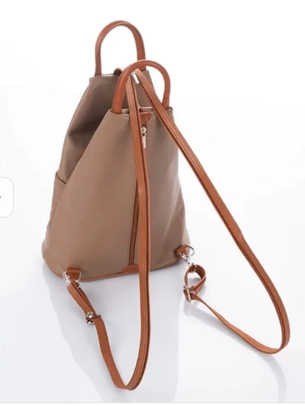 Everyday Neutral Tan Backpack Tote for Women - Casual City Bag - Image 3