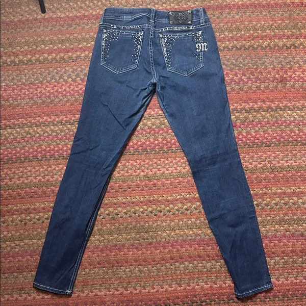 Miss Me Rhinestone Dark Wash Skinny Jeans - Image 2