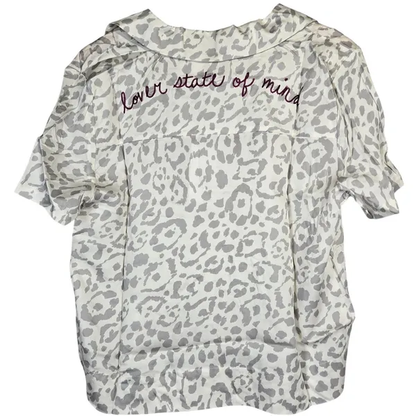 Spiritual Gangster hOMe Lover State of Mind Leopard Print Pajama‎ Top S NWT - Image 2