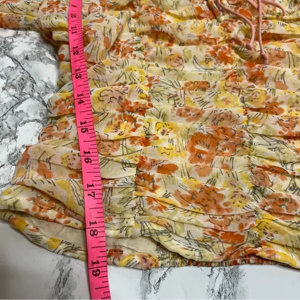 Free people Mable floral top‎ peach Sz S balloon sleeve - Image 9