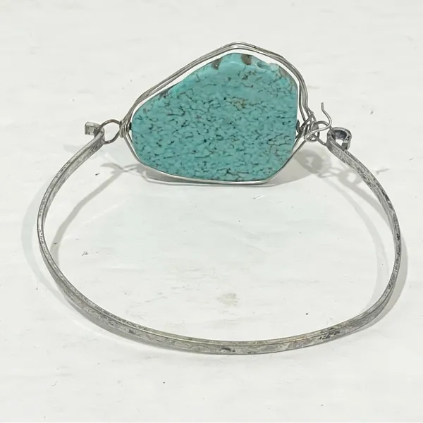 Turquoise Stone Silver‎ Tone Bangle Bracelet Accessory Silver - Image 3