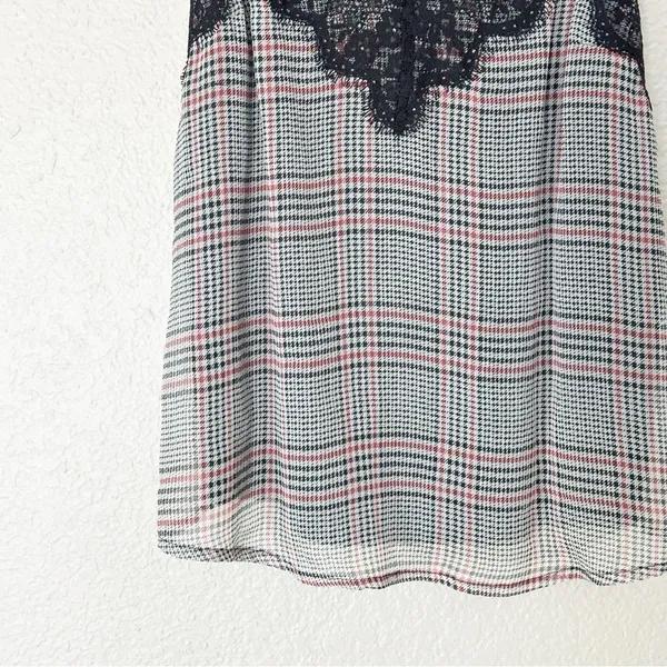 Abercrombie & Fitch Womens Lace Trim‎ Tank Top Grunge Punk Houndstooth Y2K XS - Image 4