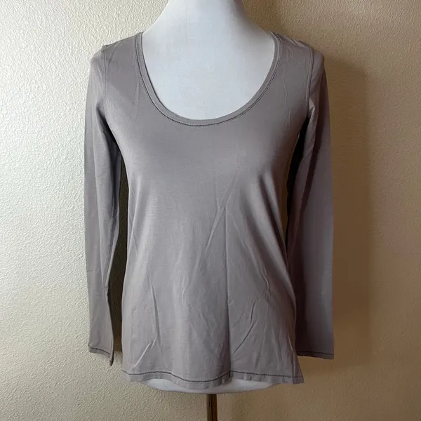 Lululemon Another Round Pima Cotton Long Sleeve Shirt in Dark Chrome WOMEN SMALL - Image 2