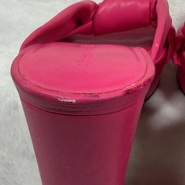Open Edit Pink Knot Platform Mules Square Toe Block Heel‎ Sandals Womens 7 - Image 7