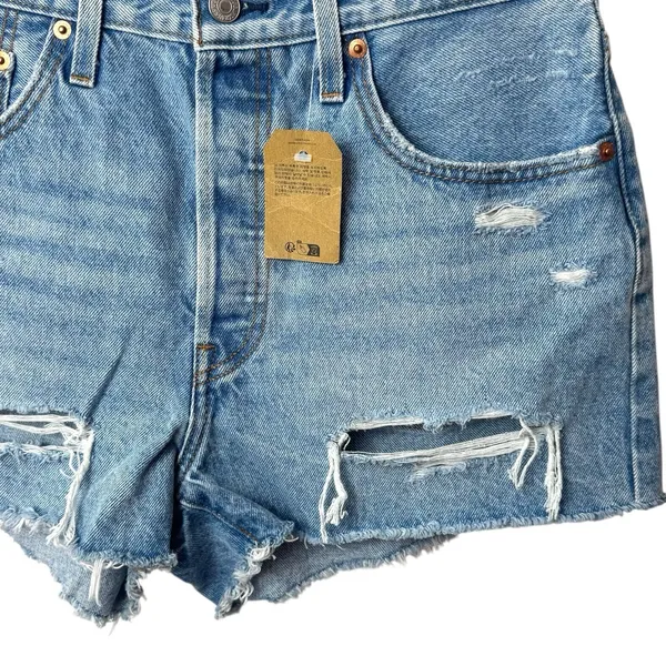 NEW Levi's 501 High Rise Distressed Cut Off Jean Shorts Capsule Summer 30‎ - Image 4