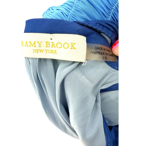 Ramy Brook Paris Sleeveless Mini Dress L Large Blue Smocked Blouson High‎ Neck - Image 4
