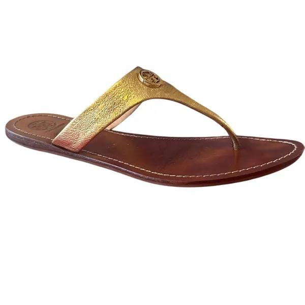 Tory Burch Cameron Gold‎ Leather Sandals 9.5 - Image 13
