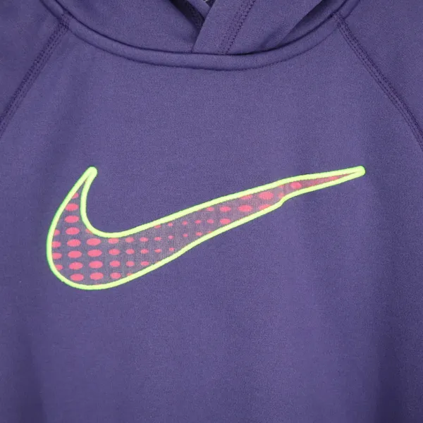 Nike Women's Therma-Fit Hoodie Size Medium Big Swoosh Purple Pink Athletic Green - Image 5