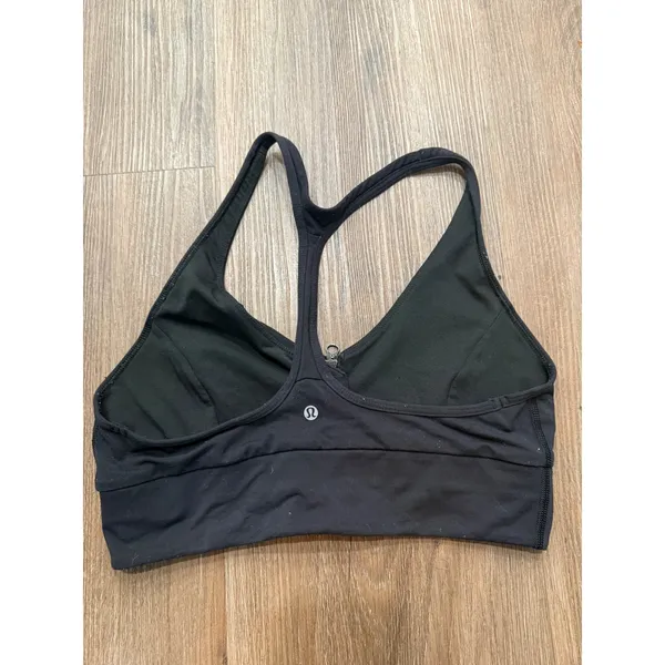 Lululemon Black Front‎ Zip Racerback Sports Bra Womens Size 8 Yoga Gym Workout - Image 2