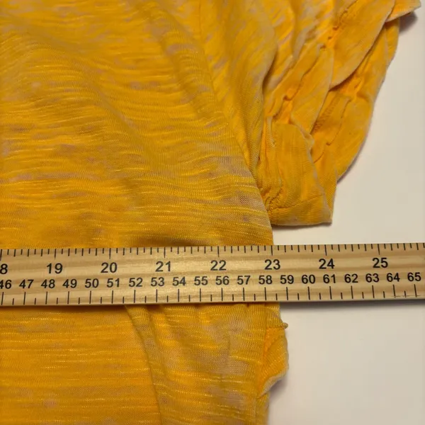 Free People T-Shirt Womens Medium Yellow Open Back Burnout Slub Knit Tee - Image 5
