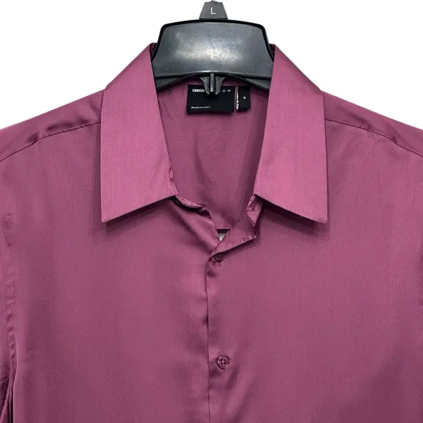 ASOS‎ Long Sleeve Satin Button Up Backless Blouse Top Shirt Women's Size M - Image 2