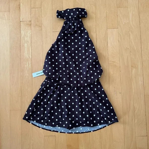 Princess Polly Natalea high neck dark brown and white polka dot romper - Image 2