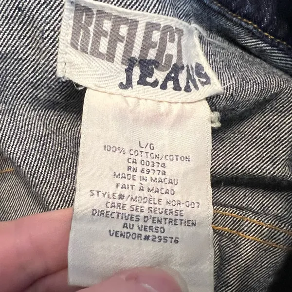 Vintage Denim Jean Jacket Dark Wash Size Large 100% cotton - Image 3