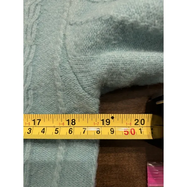 Talbots Chunky Cable Knit Teal Boyfriend Cardigan Sweater Size Small Preppy Cozy - Image 4