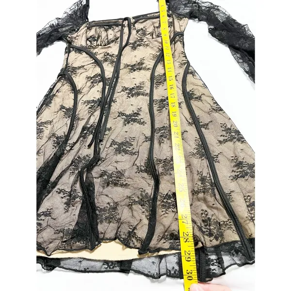 Womens Whismisgoth Black Lace Vampy Witchy Long Sleeve Dress‎ Square Neck Size M - Image 8