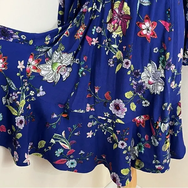 Anthropologie Maeve Purple Floral Long Sleeve Ruffle Hem Dress XS/S - Image 8