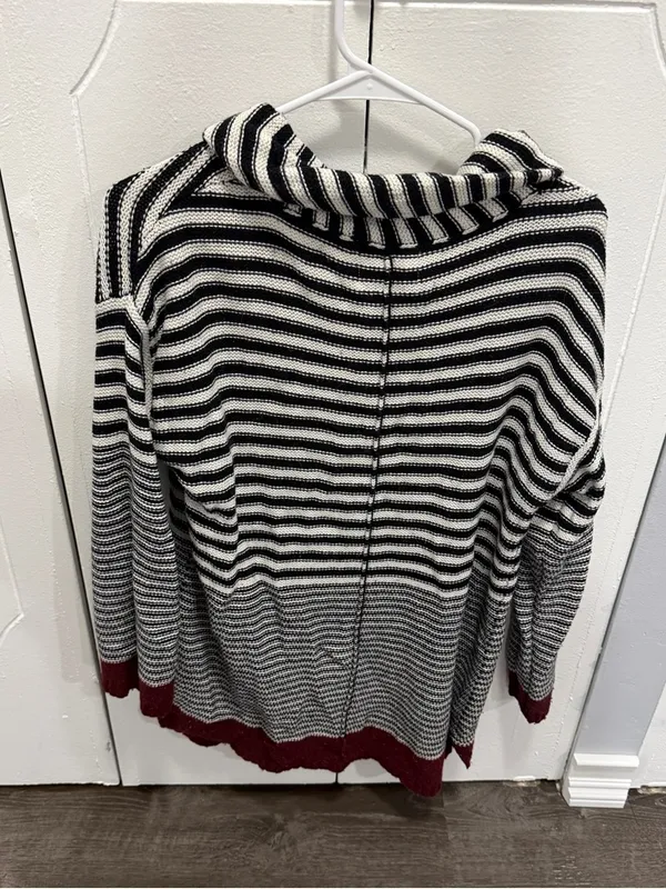 Anthropologie Field Flower Black and White Striped Turtleneck Sweater - Image 2