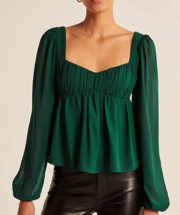 Abercrombie Sweetheart Blouse - Green - Image 2