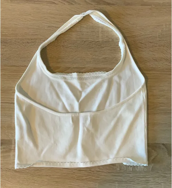 Meshki White Cropped Halter Top - Image 2
