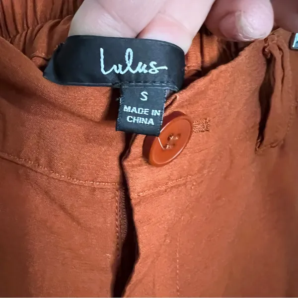 Lulus On Breezy Street Rust Orange High Rise Wide‎ Leg Flowy Linen blend Pants - Image 7