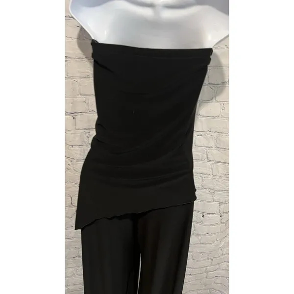White House Black Market WHBM Black Pant Jumpsuit Strapless Stretch Medium - Image 5