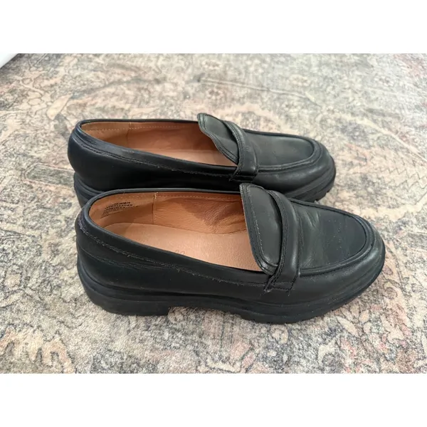 Madewell Bradley Lugsole Loafer Black Leather Penny Loafers Size 8 - Image 6