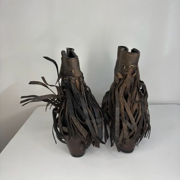 Stetson- Brown Cowboy Boots with Fringe - Image 4