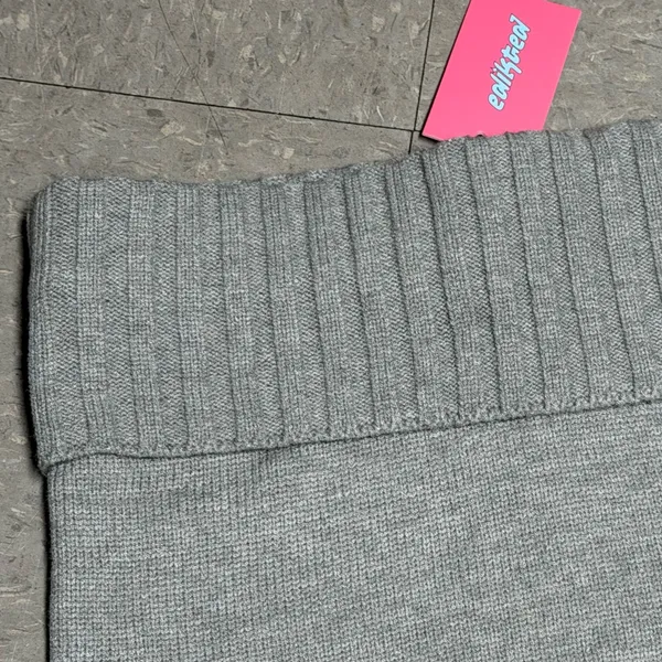 Edikted Gino Fold Over Knit Gray Mini Skirt - Image 3