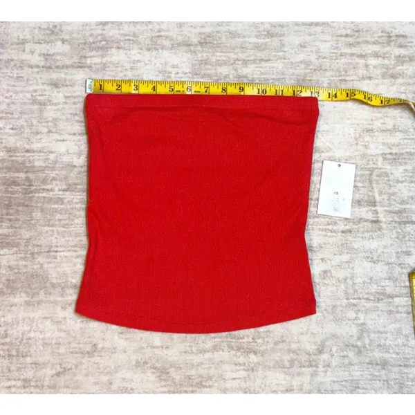 A New Day Women XS Red Ribbed Tube Top Bra Liner Stretch Y2K Basic Going Out New - Image 2
