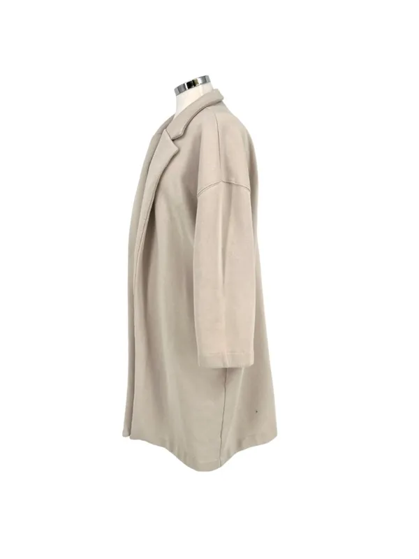 Blanknyc Keep Me Company Beige Open Front Long Minimalist Coat Size Size Small - Image 5