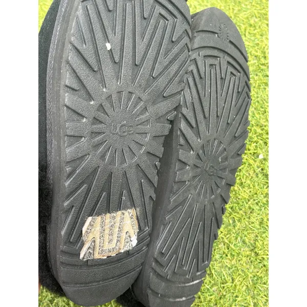 UGG Disquette Black Suede Platform Sheepskin Slippers Womens 9 - Image 10