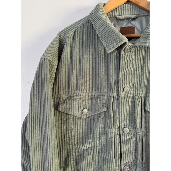 BDG Light Green Corduroy Trucker Oversized Shacket Womens Medium Large - Image 3