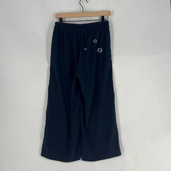 Madewell Wide Leg Cropped Pants Navy Blue Elastic Waist‎ Pockets Womens - Image 7