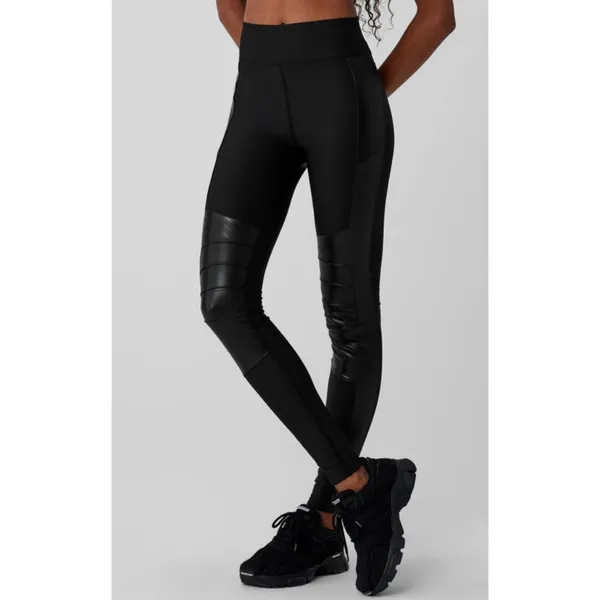 Alo Airlift Winter Warm High-Waist Supermoto Leggings Black Edgy Hi-Rise Leather - Image 5