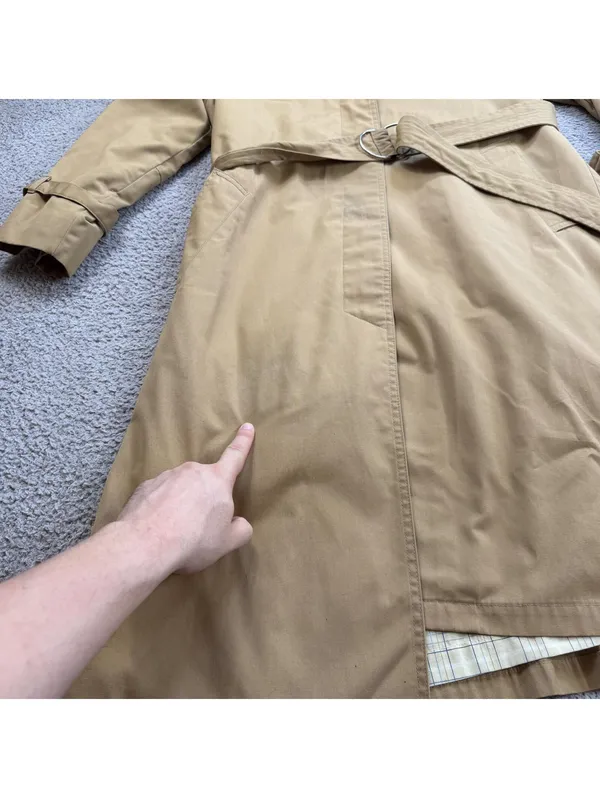 Vintage London Fog Maincoats Full Length Tan Belted Trench Coat Womens 10 P USA - Image 8