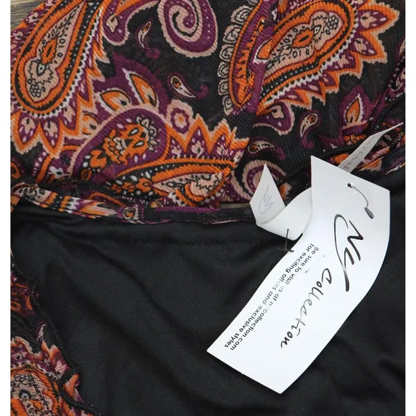 NWT Ny Collection Womens Long Sleeve Mesh Maxi Dress Black Rust Paisley PXL - Image 4